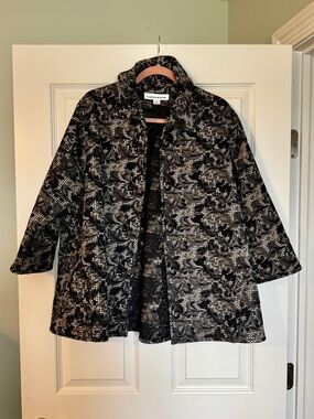 Caroline Rose black and white patterned long-sleeve jacket L